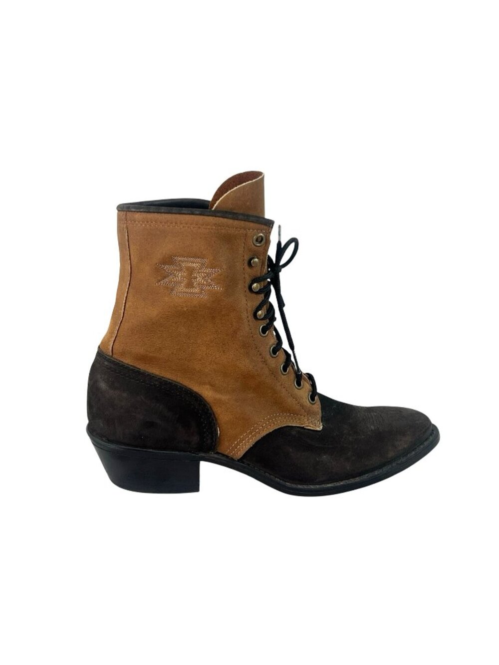 vtg Laredo 2-Tone Granny Leather Lacer Packer Western Rodeo Boots Womens Sz 9m